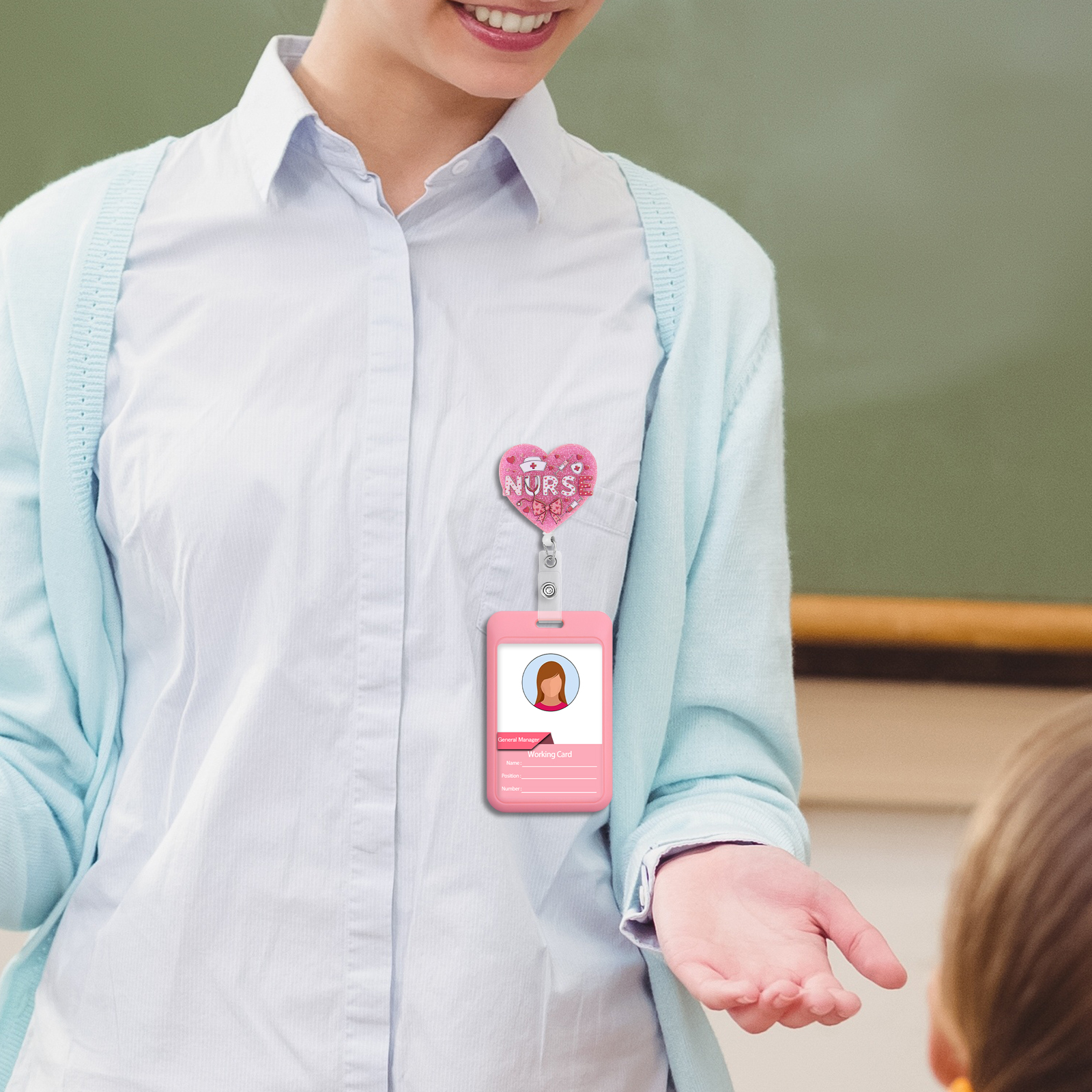 Pink Love Retractable Badge Re - Resin Art Name ulasan dan harga
