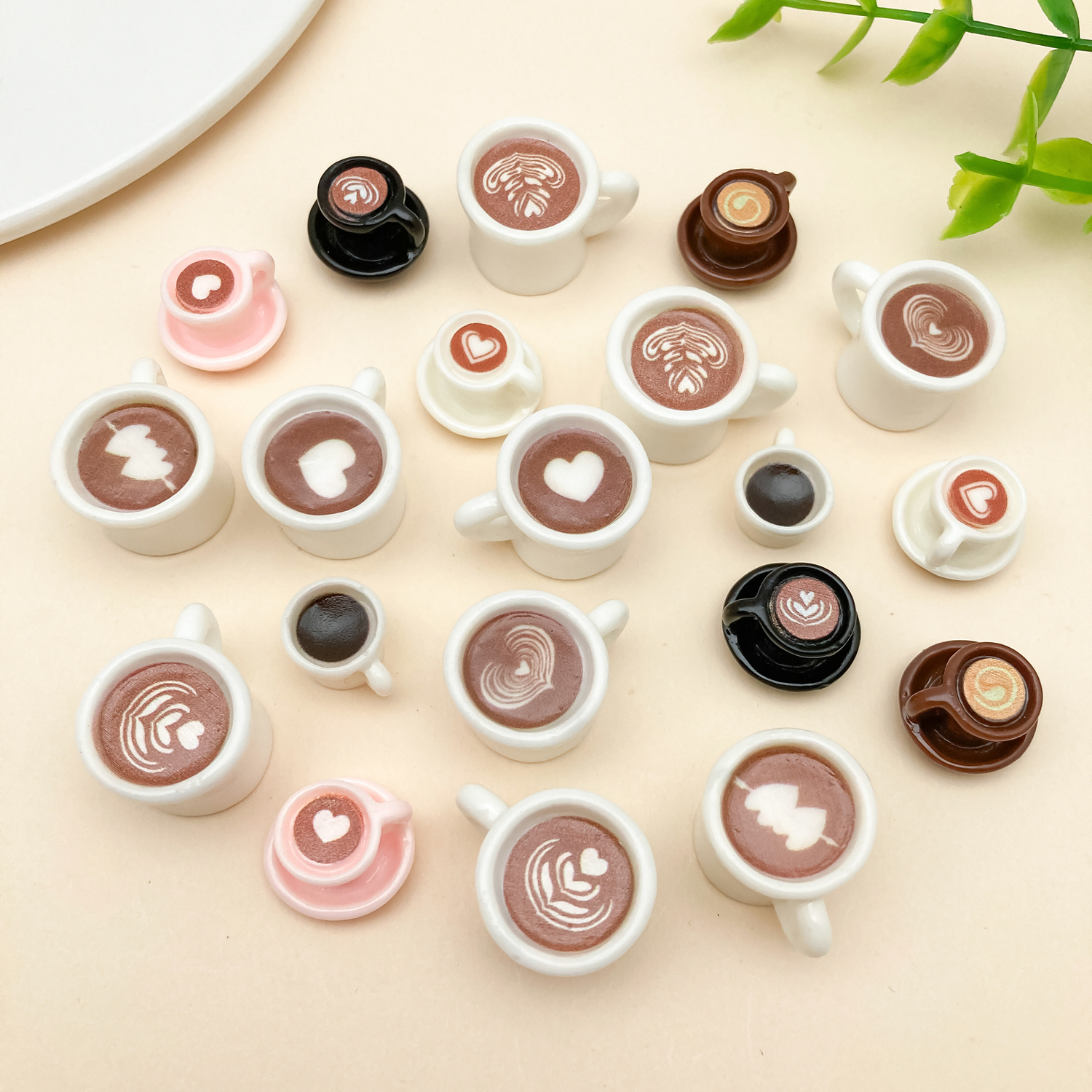 10/20pcs/lot Cute Latte Art Co - Resin Art A Keychain ulasan dan harga