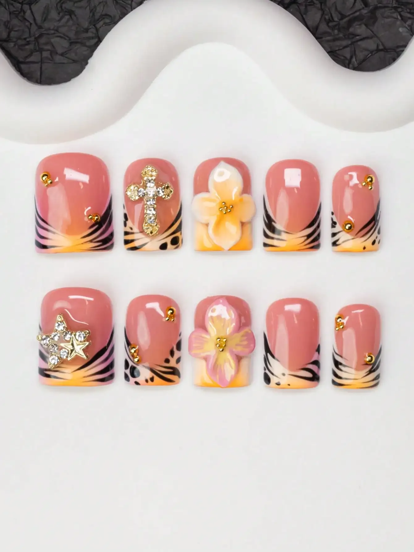 10pcs/Set Handmade Square Nail - Resin Art And Design ulasan dan harga