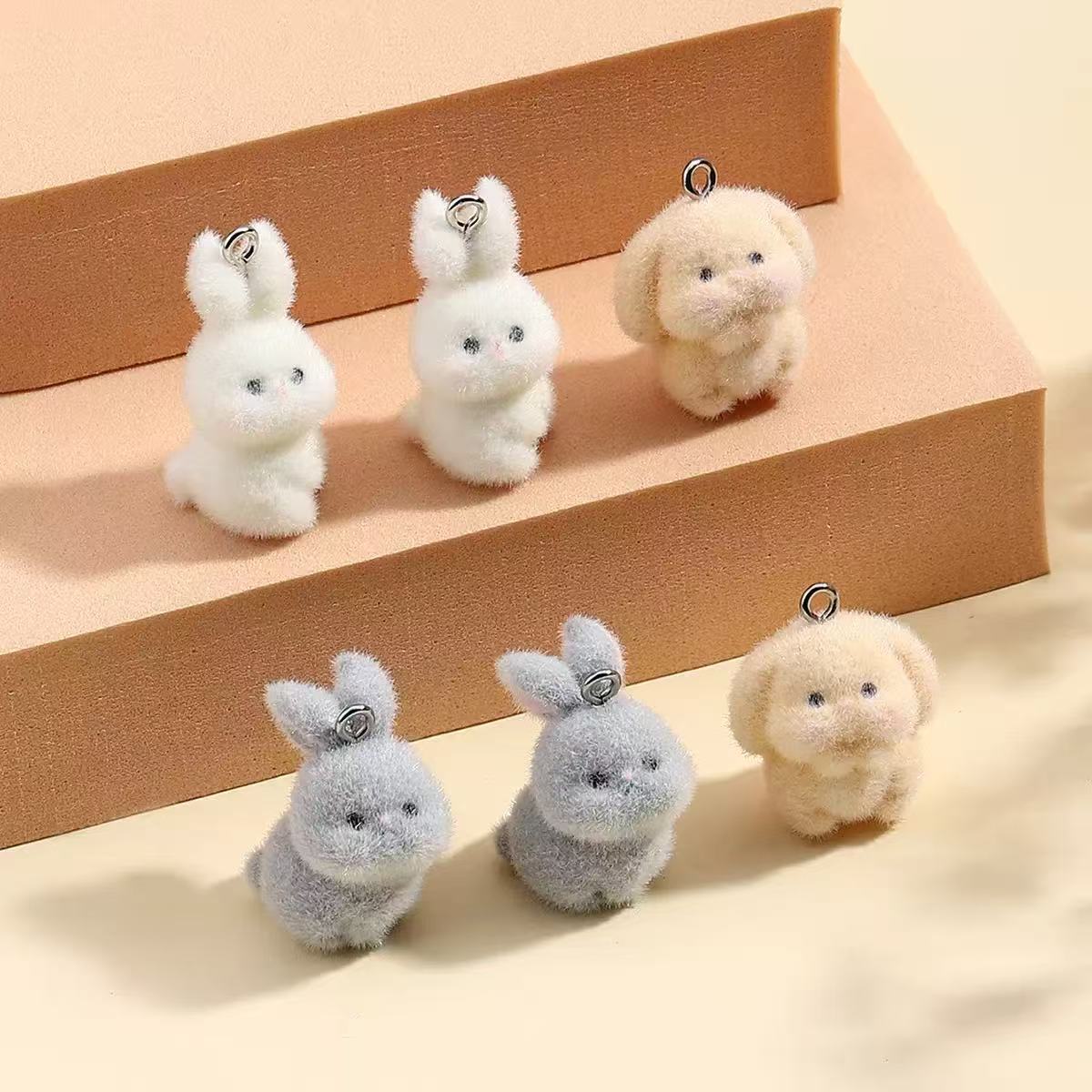 10pcs Flocking Little Rabbit R - Resin Art Pendant ulasan dan harga