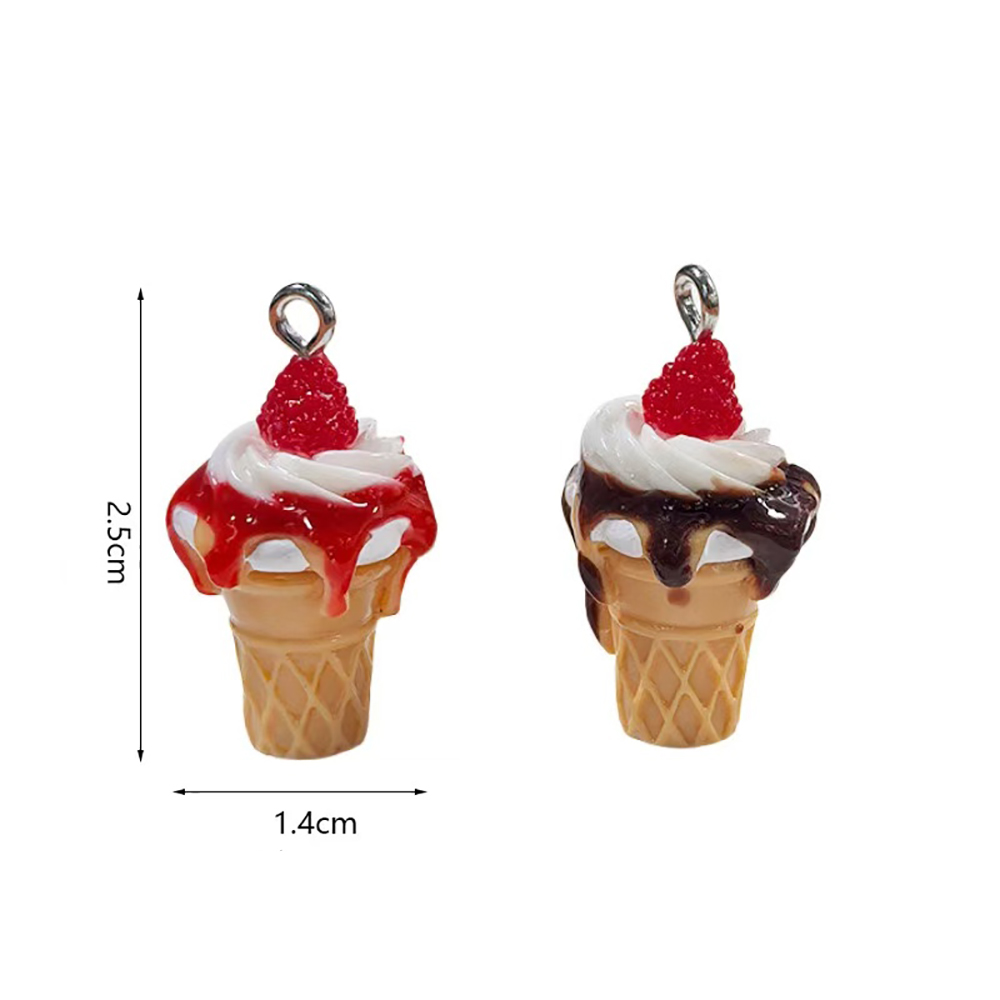 10pcs Strawberry Jam Ice Cream - Resin Art Pendant ulasan dan harga