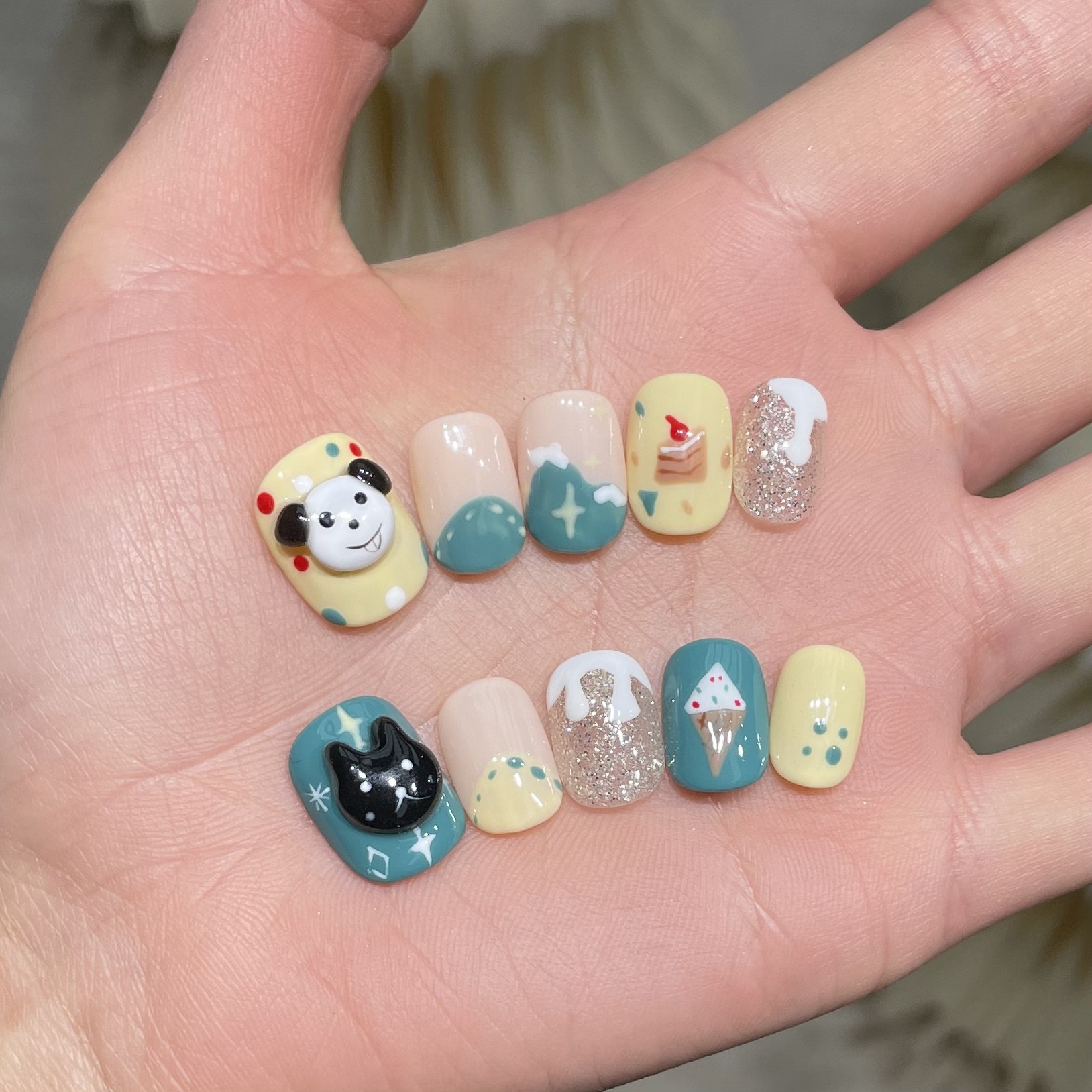 10Pcs Handmade Press On Nails  - Resin Art And Design ulasan dan harga