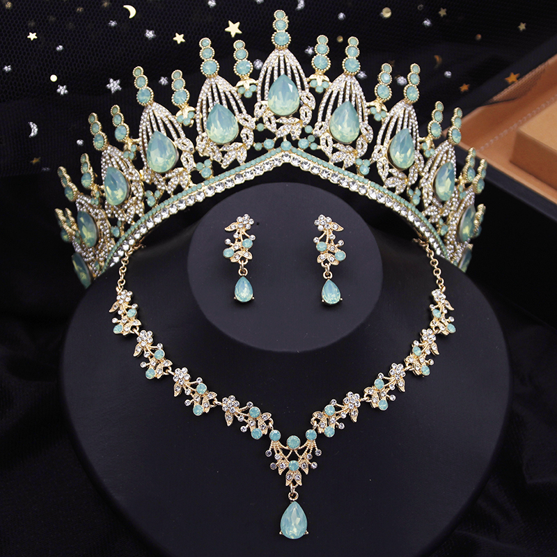 Blue Crown Bridal Jewelry Sets - Resin Art Necklace ulasan dan harga
